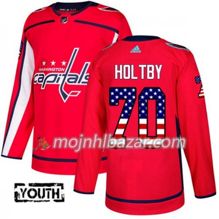 Dresovi Washington Capitals Braden Holtby 70 Adidas 2017-2018 Crvena USA Flag Fashion Authentic - Dječji Dresovi Washington Capitals Braden Holtby 70 Adidas 2017-2018 Crvena USA Flag Fashion Authentic - Dječji